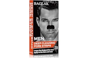 BAGLAK Men Blackhead Pore Strips - 70 Strips - Deep Cleansing - Face Nose Pores - Blackheads Removal - Large Size For Nose+Fa