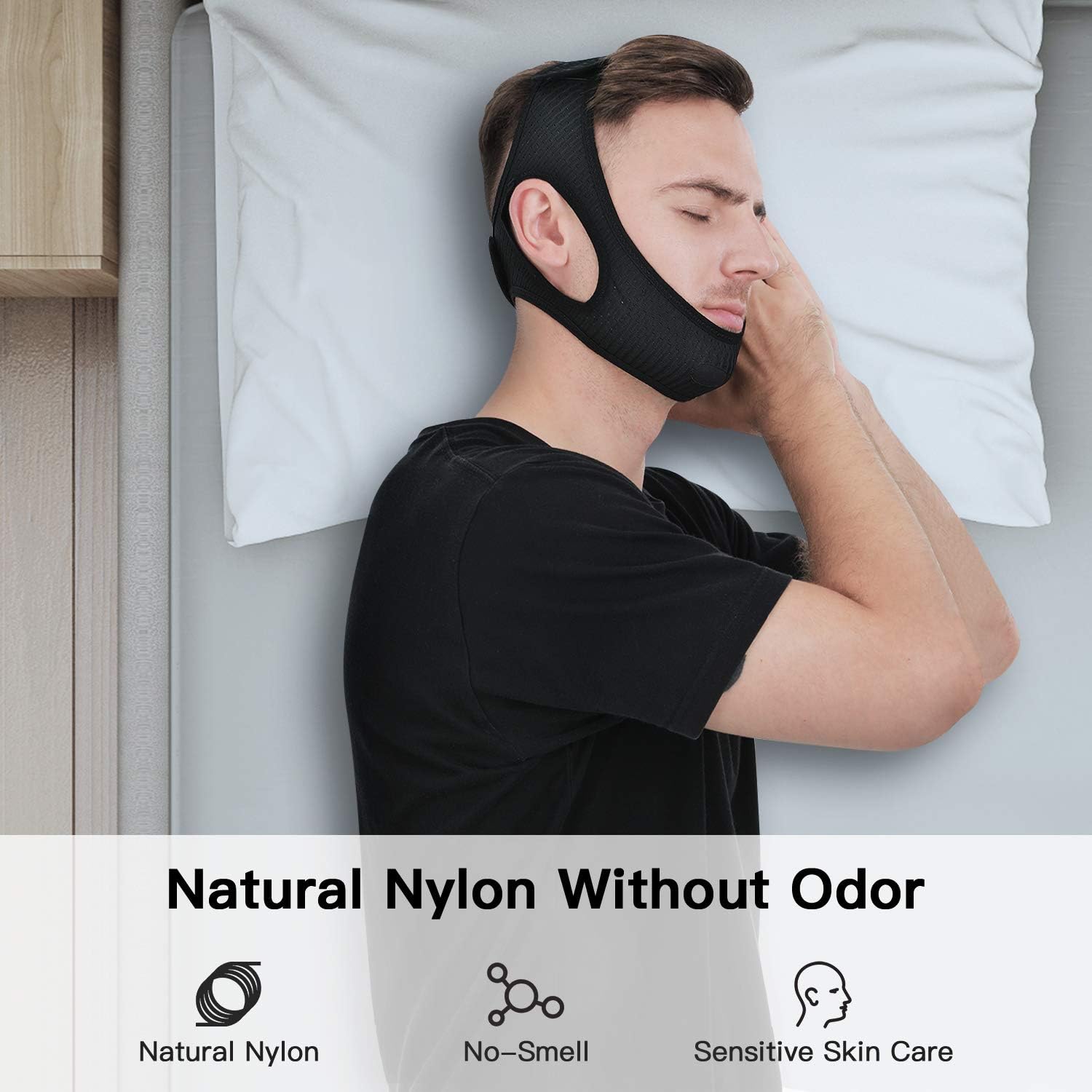 Anti Snore Chin Strap [Upgraded 2020], Vosaro Snoring Solution Anti Snoring Devices Effective Stop Snoring Chin Strap, Adjustable and Breathable Stop Snoring Sleep Aid for Men Women, Black: Health & Personal Care