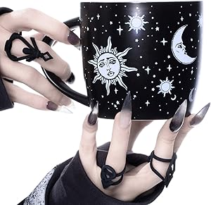 Coffee Mug (Celestial) by Rogue + Wolf Witch Goth Accessories for Women Hocus Pocus Gothic Home Decor Unique Spooky Witchy Gifts Cute Mugs Witchcraft Supplies - 14.2oz / 420ml Porcelain
