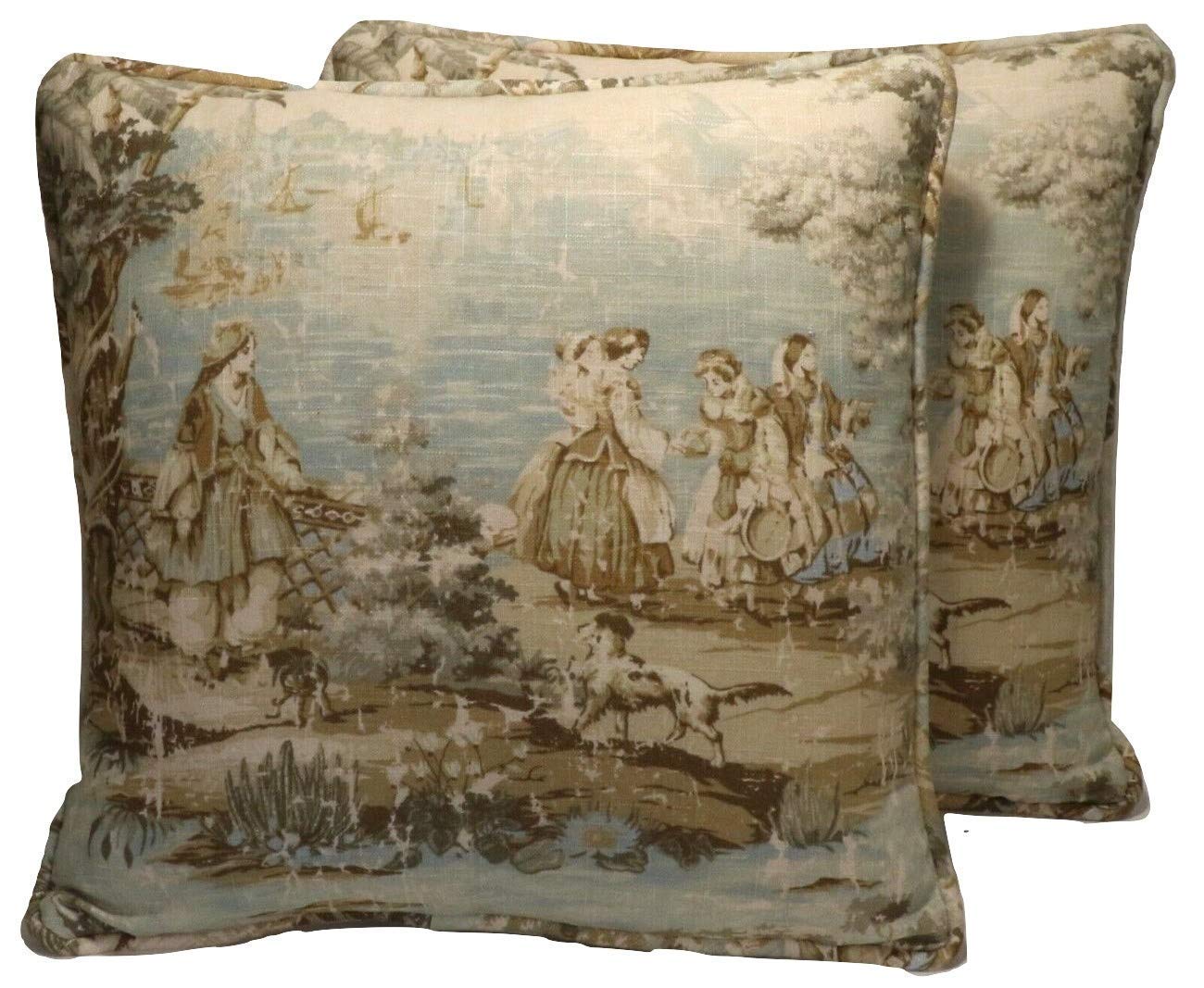 Amazon Com A Set Of 2 18 French Country Bosporus Flax Seafoam