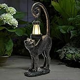 ZioWio Solar Cat Garden Decor Outdoor Statue - Cat with LED Waterproof Sculptures Lights, Cute Pond/Yard Statues Outside Decoration, Home, Lawn, Patio, Resin Animal Ornament, Women/Gardening Gift