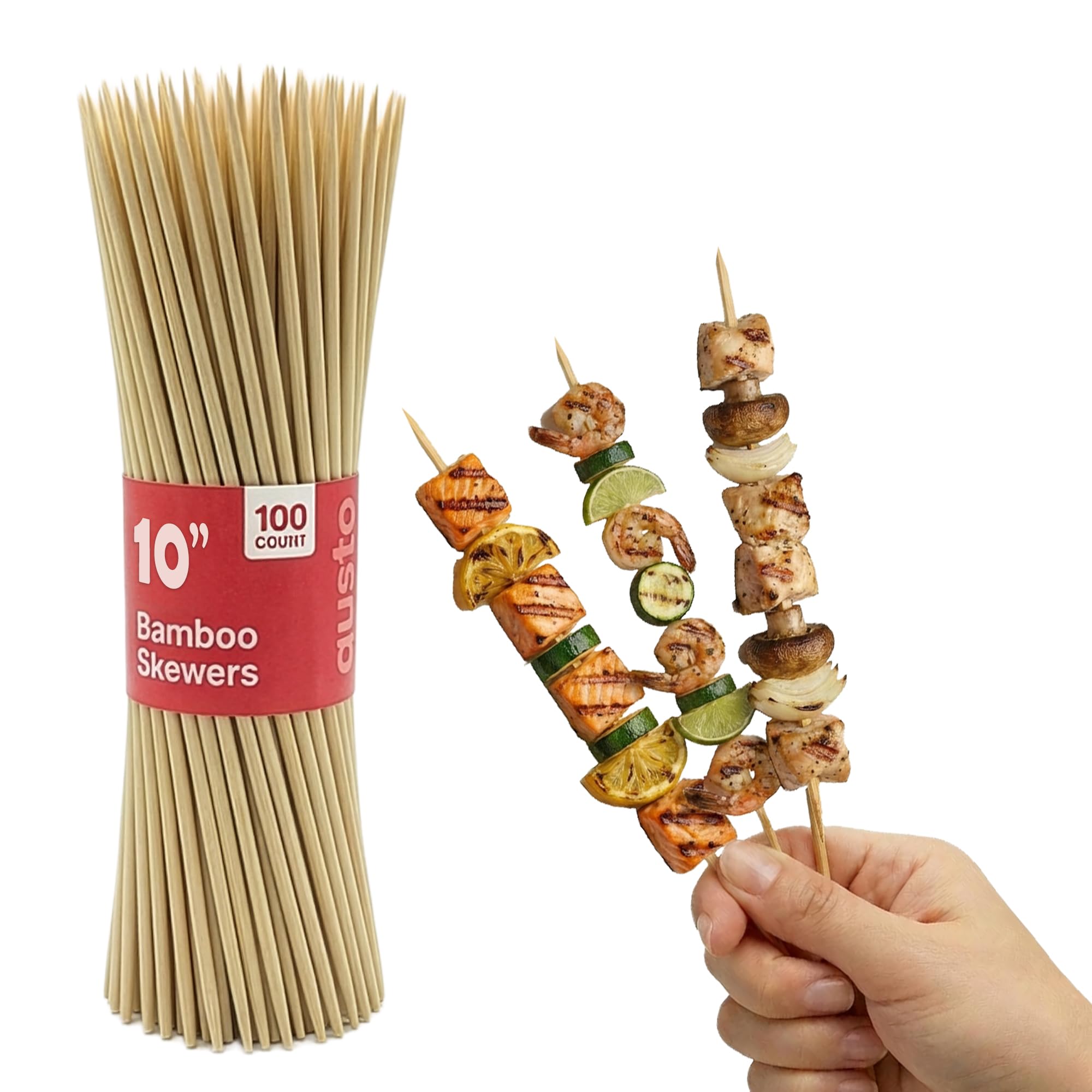 Photo 1 of *USED*
GUSTO [10 Inch - 100 Count] Bamboo Skewers for Shish Kabob, Grilling, Fruits, Appetizers, and Cocktails (Formerly Comfy Package)