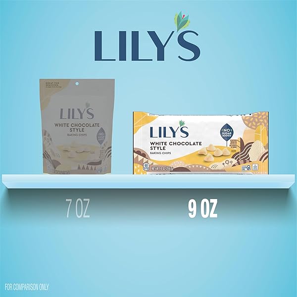LILY’S WHITE CHOCOLATE STYLE NO SUGAR ADDED, BAKING CHIPS BAG, 9 OZ