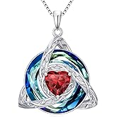 TOUPOP Celtic Birthstone Necklace for Women 925 Sterling Silver Trinity Knot Triquetra Garnet Necklaces Pendant January Birthstone Necklace Irish Scottish Jewelry Birthday Christmas Gifts for Her