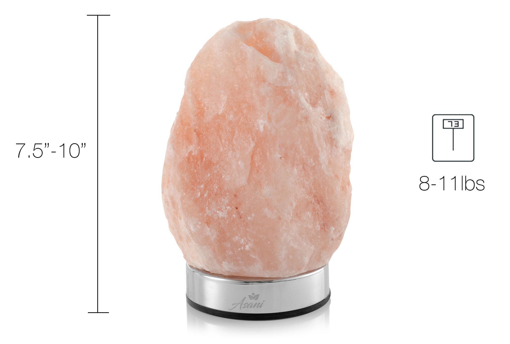 Himalayan Light Salt Crystal Lamp (7-11 lbs) with Stainless Steel Dimmer Touch Base & Gift Box | Hand Crafted Ionic HPS Pink Rock Lamps for Natural Air Purifying and Lighting Décor | 100% Authentic