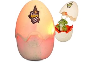 Marsjoy Easter Dinosaur Egg Dinosaur Hatching Egg Jurassic Dinosaur Egg with Realistic Dinosaur Action Figure Dino with Sound and LED Lights Touch Control Kid Triceratops Ages 3+