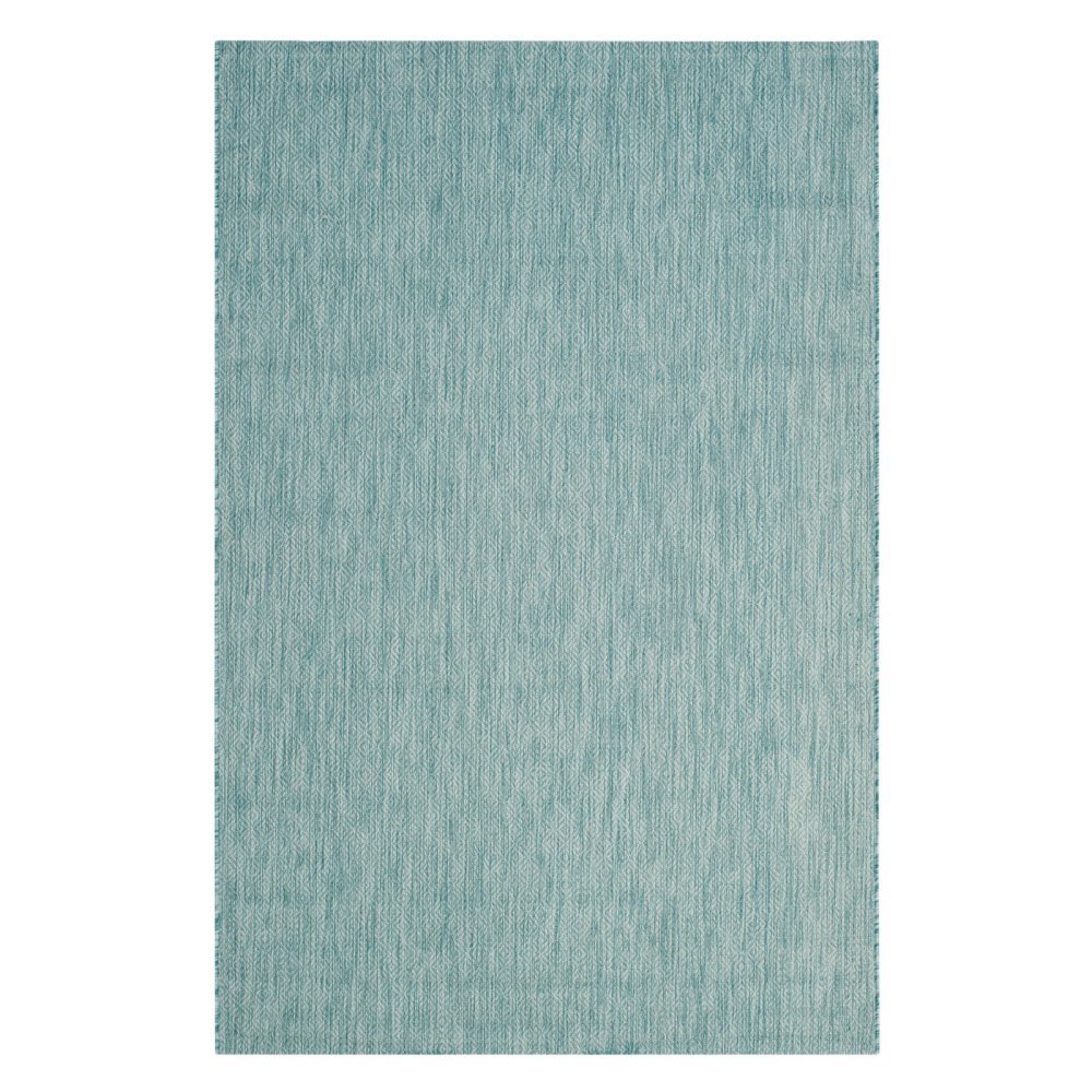 Safavieh Contemporary Indoor/Outdoor Woven Rectangle Area Rug, Courtyard Collection, CY8520, in Dark Aqua / Light Aqua, 79 X 152 cm for Garden, Patio or Any Outdoor Space