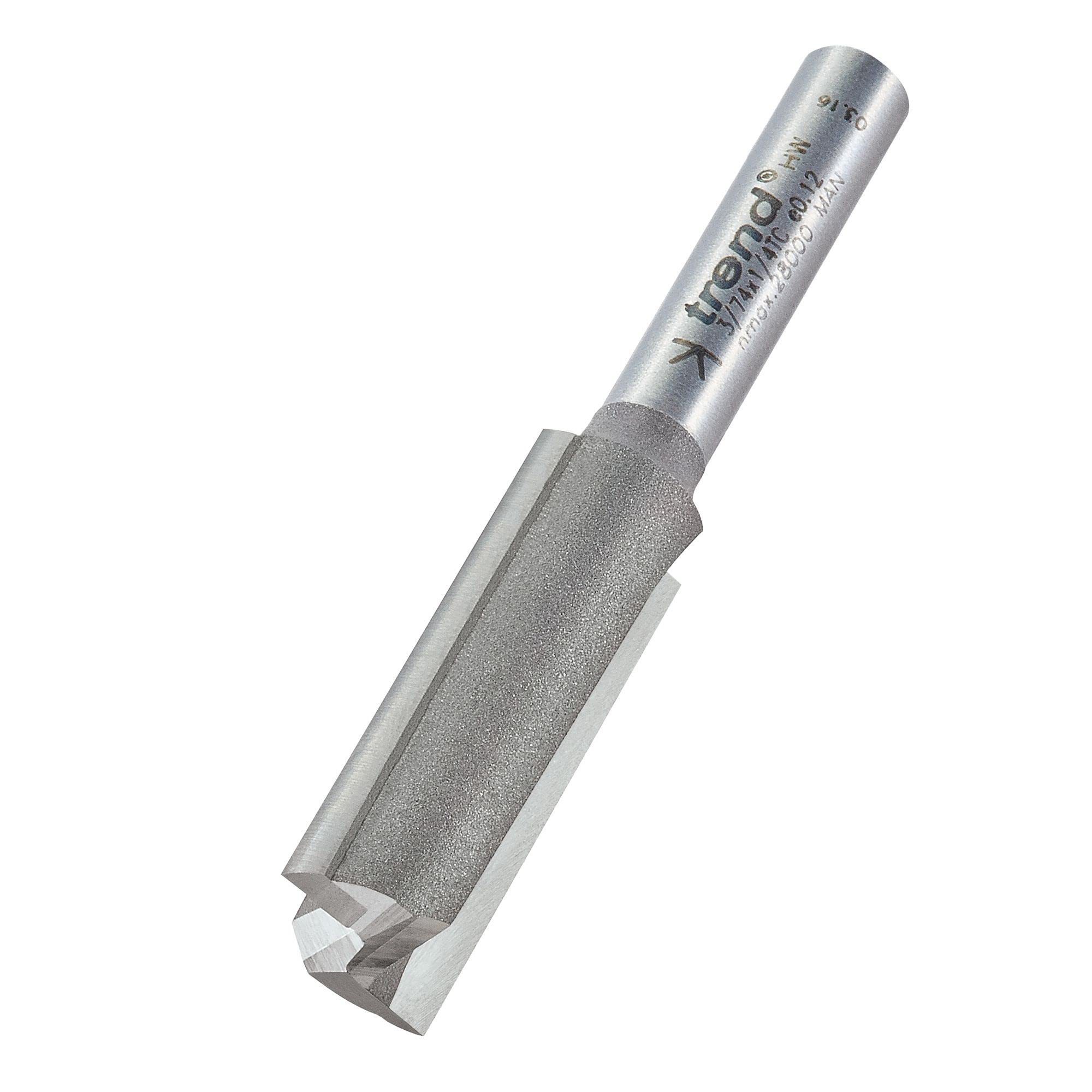 Trend Professional Straight Two Flute Router Cutter, 1/4 Inch Shank, 12mm Cut Diameter, 32mm Cut Length, Tungsten Carbide Tipped, 3/74X1/4TC