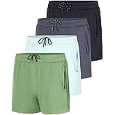 Real Essentials 4 Pack: Men's Mesh 3" Athletic Zipper Shorts Workout Gym Running Basketball