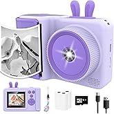 Instant Print Camera for Kids, 1080P Videos - Portable for Ages 3-12, Birthday/Christmas Gift (Purple)