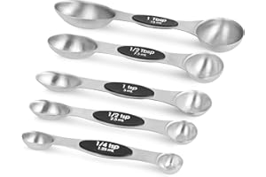 ONECES Stackable Magnetic Measuring Spoons Set of 5 Metal Measurement Spoon for Exact Measurement of Dry & Liquid Ingredients