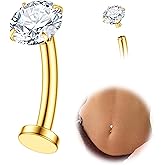 FIASASO Floating Titanium Belly Button Rings Hypoallergenic G23 Titanium Internally Threaded Belly Ring 14G Belly Piercings for Women Navel Piercings Jewelry