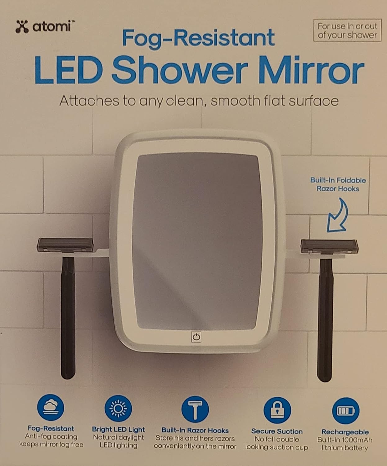 Fog-Resistant LED Shower Mirror -