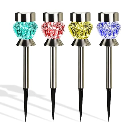 Amazon Com Solar Outdoor Lights 4 Color Changing Led Lamps For