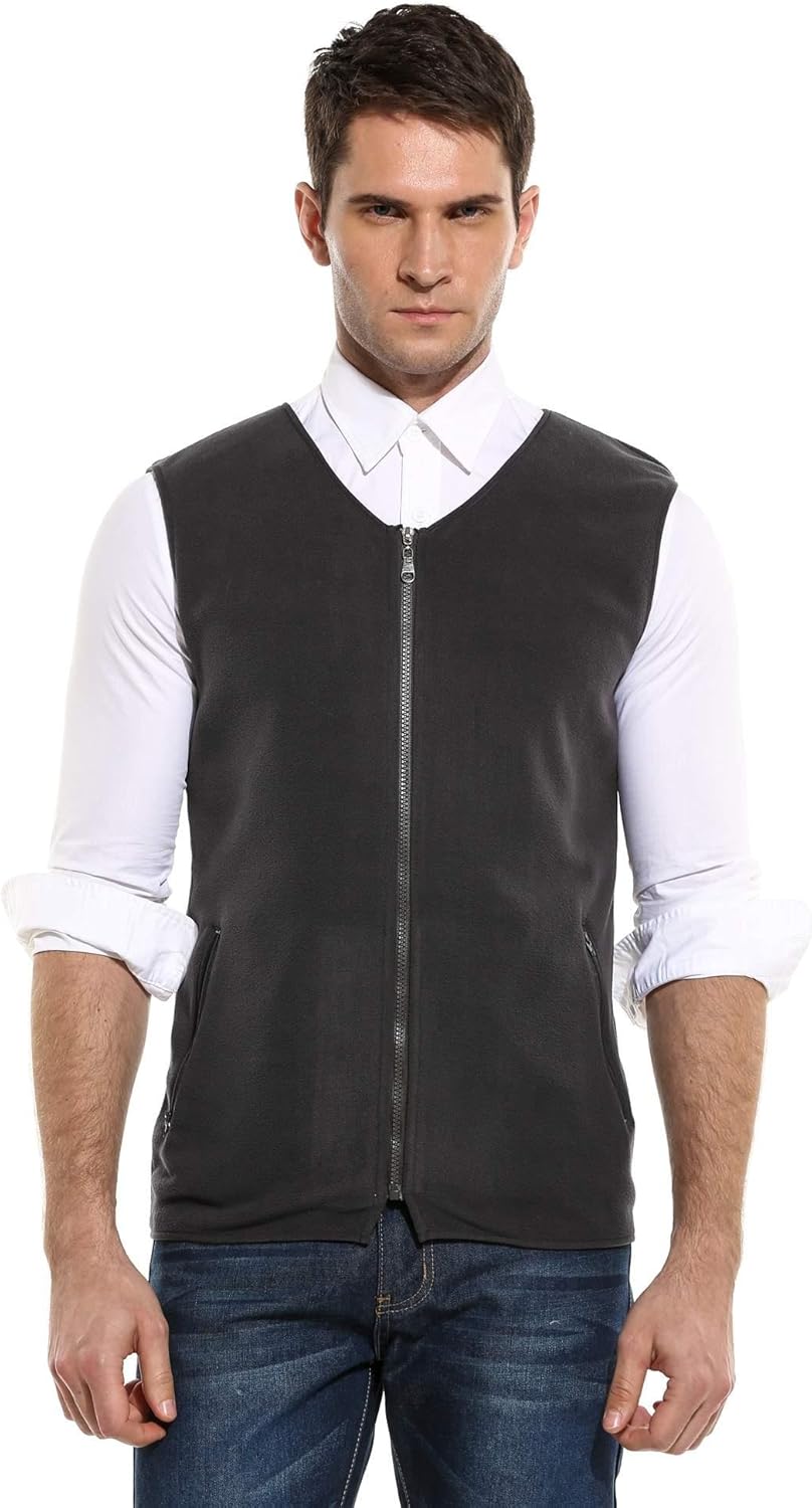 COOFANDY Mens VNeck Full Zip Fleece Vest with Pockets at Amazon Men’s