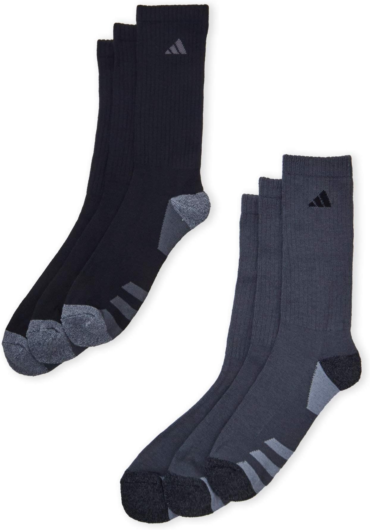 adidasMen's Athletic Crew Socks (6-Pack) (White/Gray/Royal/Red) Shoe Size 6-12