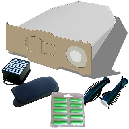 18 Staubsaugerbeutel + Hepafilter + Motorfilter + Bürsten EB 350/351 + 10 Duftis geeignet für Vorwerk Kobold 130, 131 von Sta