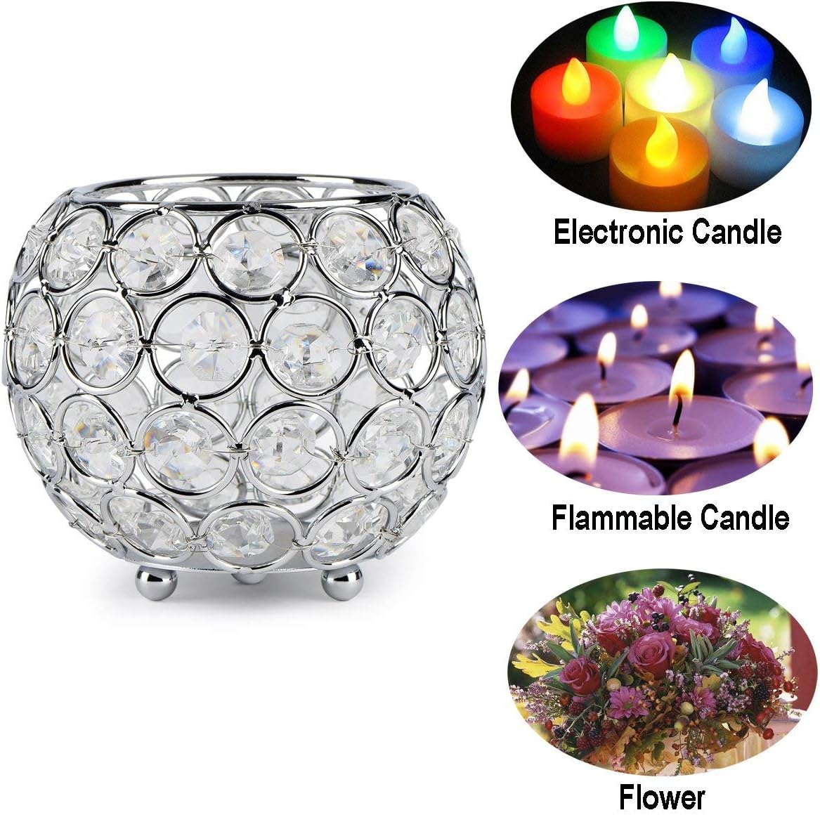 Nicetai Silver Crystal Candle Holders Decorative Centerpieces for Coffee Table Living Room and Dinning Room Table Decorative Centerpieces: Home & Kitchen
