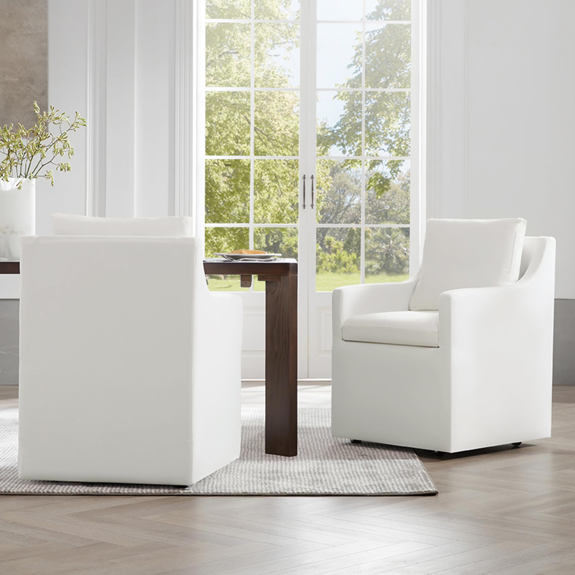 Photo 1 of ***SET OF 02 BOXES**KISLOT Upholstered Dining Chairs with Casters for Diningroom, Living Room, Cream, 2 Box