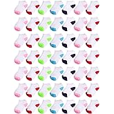 Foaincore 100 Pairs Kids Socks Bulk, Baby and Toddler Ankle and Low Cut Socks Half Cushion No Show for Boys and Girls