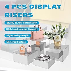 koretech 4Pcs Acrylic Risers Display Stands, Food