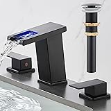 AVSIILE LED Bathroom Faucet 3 Hole, Matte Black