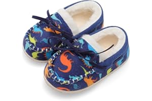 Scurtain Unisex Kids Toddler Slippers Suede Moccasin Slippers for Boys Girls Baby Lined with Warm Fur