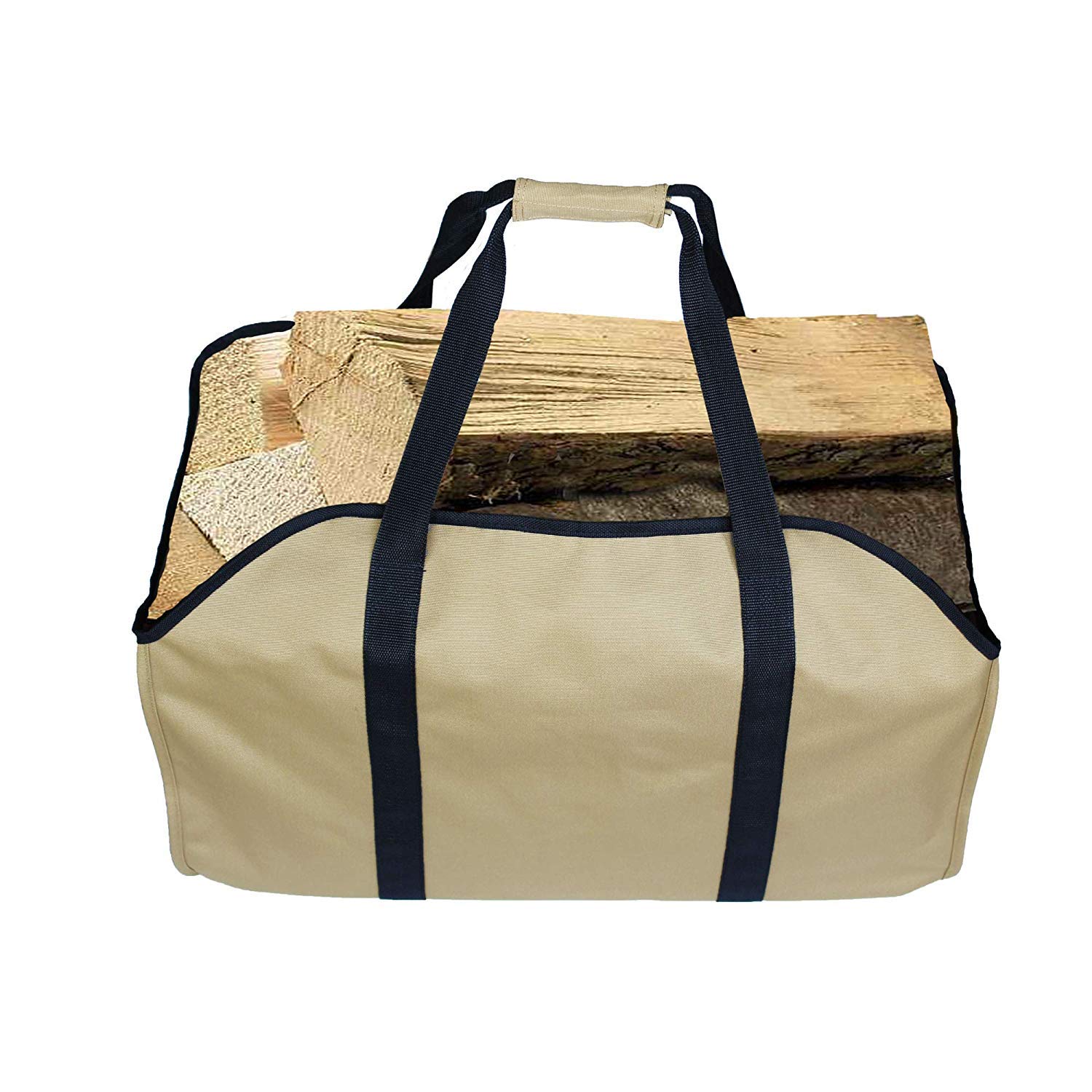 CACTIYE Canvas Log Tote Bag Carrier Indoor Fireplace Firewood Totes Large log carrier, firewood carry bag holder, arm load cloth firewood carrier (yellow)