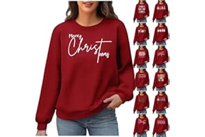 Sblioda Merry Christmas Sweatshirts for Women 2025 Waffle Crewneck Long Sleeve Sweatshirt Xmas Holiday Party Pullover Tops