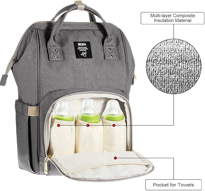 Unisex Nappy Travel Maternity Tote Baby Bag Multi-Pockets Large Capacity with Insulated Pocket Stroller Straps with Side Tissue and Back Pocket COSYLAND Diaper Bag Backpack with Laptop Pocket