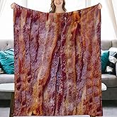 3D Funny Realistic Food Fried Bacon Flannel Fleece Throw Blankets 50"X40" Soft Cozy Fluffy Winter Fall Blanket Cozy Soft Fuzzy Plush Home Decor for Couch Bed Sofa Living Room Bedroom