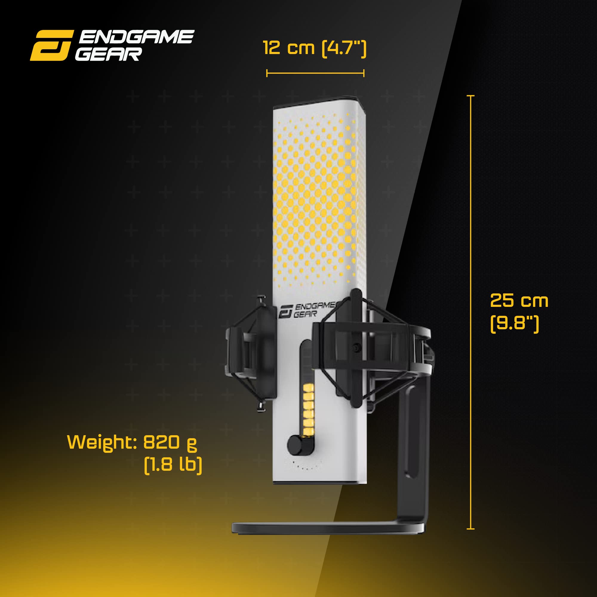 ENDGAME GEAR XSTRM USB Mikrofon für Streaming, Podcast, Aufnahmen in Studioqualität, 24 Bit / 192 kHz, externes Mic, AI-Geräuschunterdrückung, Stummschaltung durch Tippen, PC & Mac - weiß 7