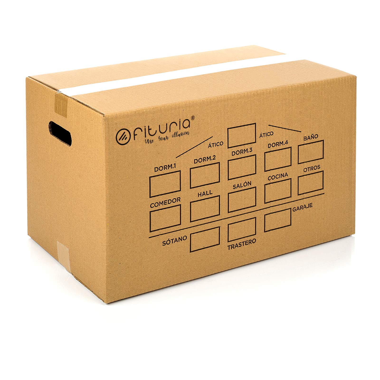 OFITURIA Pack of 10 Cardboard Boxes for Moving – Large Cardboard Boxes Double Channel Storage with Side Handles Measures 50 x 30 x 30 cm