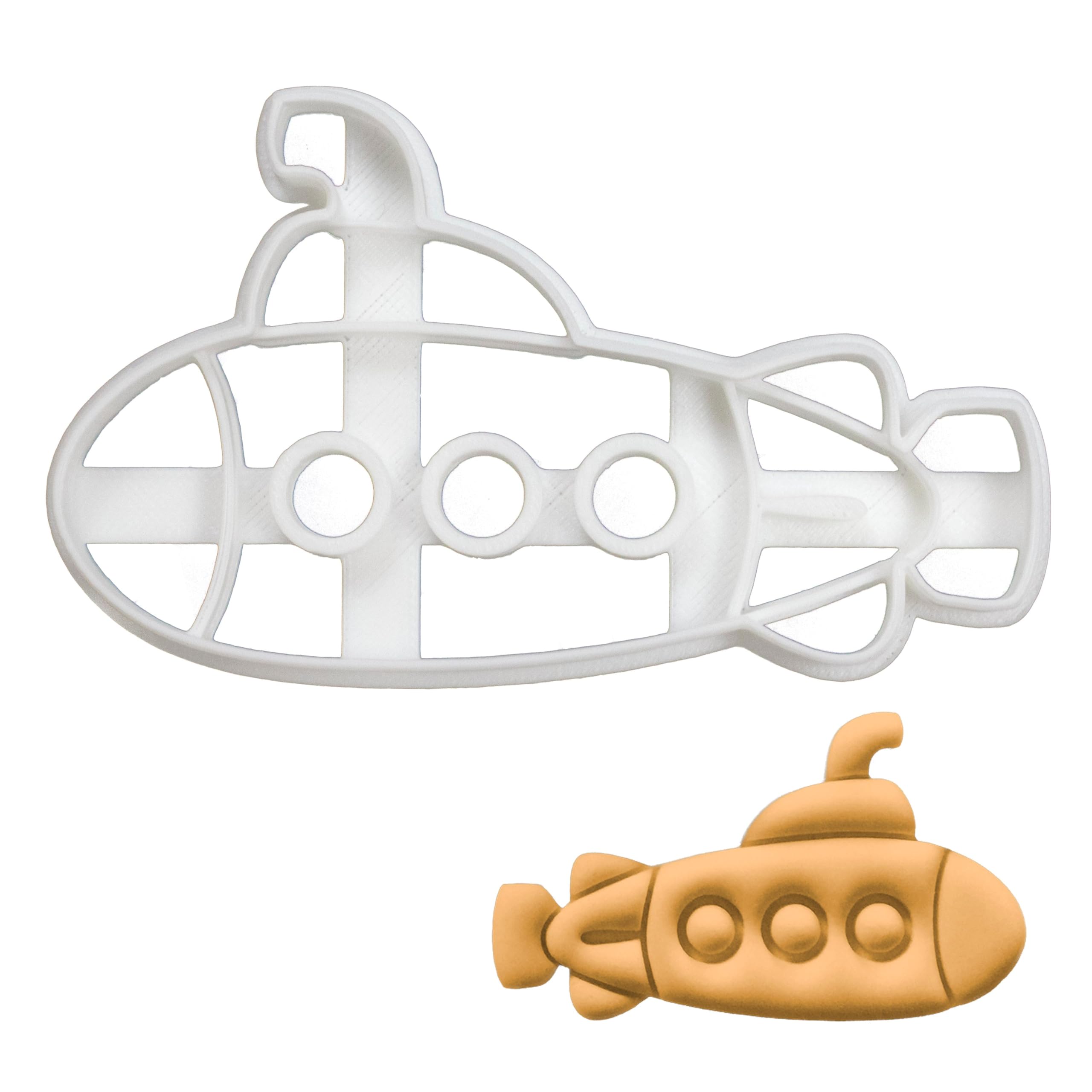 BAKERLOGY Submarine Cookie Cutter - Detailed Biscuit Cutter Design for Baking and Crafts, Ideal on Fondant, Dough, Clay