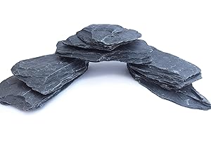 SMALL WORLD SLATE & STONE Natural Slate Stones 8 to 10 Inches - USA Sourced and Packaged for Aquascaping Aquariums, Terrariums, Paludariums, Reptile Enclosures, and Gardens (16-18 lbs)