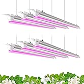 Barrina LED Grow Light, 252W(6 x 42W) 4ft T8, Full Spectrum, V-Shape with Reflector, Linkable Design, Plant Lights for Indoor Plants, 6-Pack