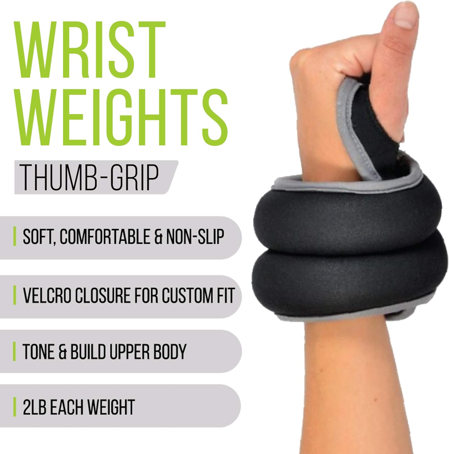 Nicole Miller Wrist Weight Sets Thumblock Hand Weights Sets for Women 2lb Each, 4lb Pair Total Black/Gray : Sports & Outdoors