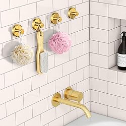 STWWO Shower Hooks for Inside Shower, Gold Suction