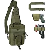 LarKoo Tactical Chest Sling Pistol Bag Concealed Carry Handgun Chest Crossbody Pack Holster Shoulder Bag for Right Left Hand Ambidextrous