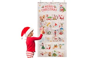 HOWAF Fabric Christmas Advent Calendar (Countdown to Christmas) for Xmas Holiday Home Wall Decoration, 24 Days Mystery Christ