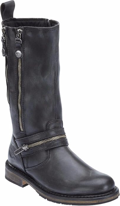 ladies calf length biker boots