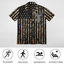 HUGLAZY USA Camo Buck Deer Flag Hawaiian Shirt for