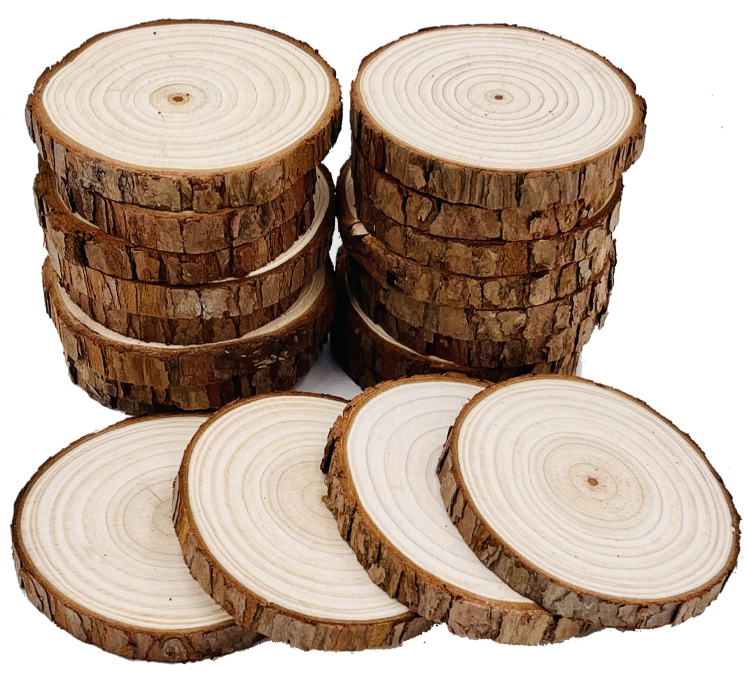 William Craft Unfinished Natural Wood Slices 20 Pcs 2.75-3.1 inch Wood Coaster Pieces Craft Wood kit Circles Crafts Christmas Ornaments DIY Crafts with Bark for Crafts Rustic Wedding Decorationbirch