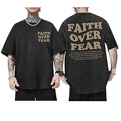 Kelxjia Christian Shirts for Men Faith Over Fear