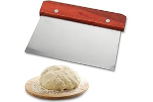 Dough Scraper, Bench Scraper, Stainless Steel Dough with Wooden Handle Cake Noodle Pizza Cutter Baking Tool Kitchen Utensil