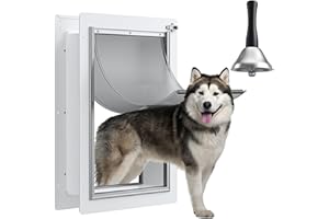 TBC PET Pet Door for Wall with Secure Aluminum Lock, Steel Frame and Telescoping Tunnel, Double Silicone Flaps Dog Doggy Door and Cat Door Suitable for All Pets, Strong & Durable (Pets Up to 100 Lb) -Large