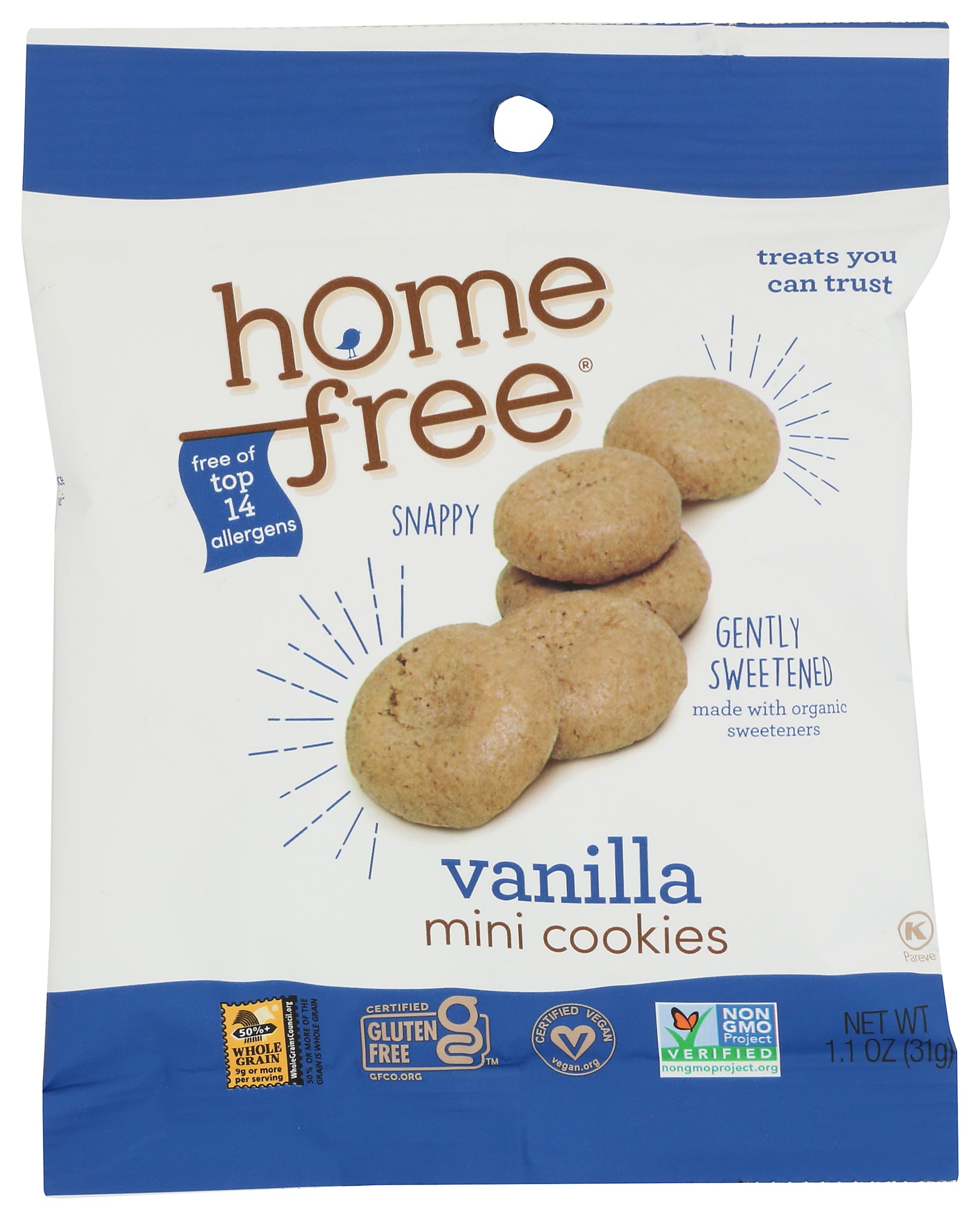 Homefree, Cookie Mini Vanilla, 1.1 Ounce