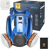 BEESAFETY Full Face Respirator Mask with 2 A1 Organic Vapor Filters &amp; 8 P2 Dust Filters, RF-610 Reusable Respirator for Dust,Gas,Painting, Resin, Chemical,Sanding, Renovation