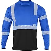 FONIRRA Safety Shirts for Men High Visibility Reflective ANSI Class Hi Vis Construction Work T Shirts Long Sleeve