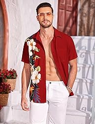COOFANDY Mens Tropical Button Down Shirts Short
